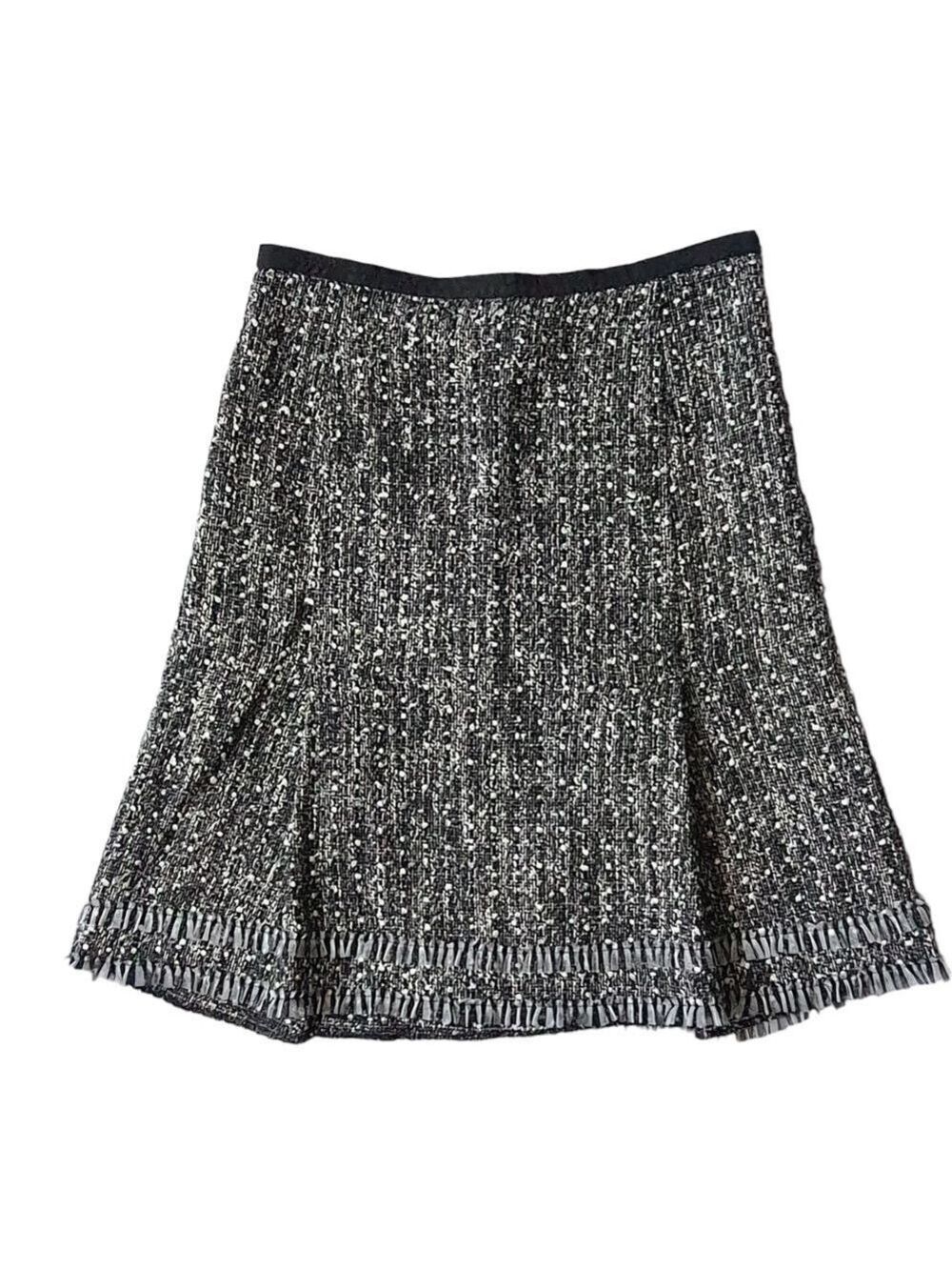 Cynthia Steffe Skirt Womens 10 Black White Tweed Midi Buisness Casual Skirt